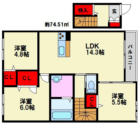 コンフォートⅠ 間取図　オールフローリング。