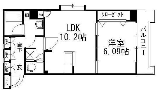 リベラいわき 角部屋２面採光１ＬＤＫ