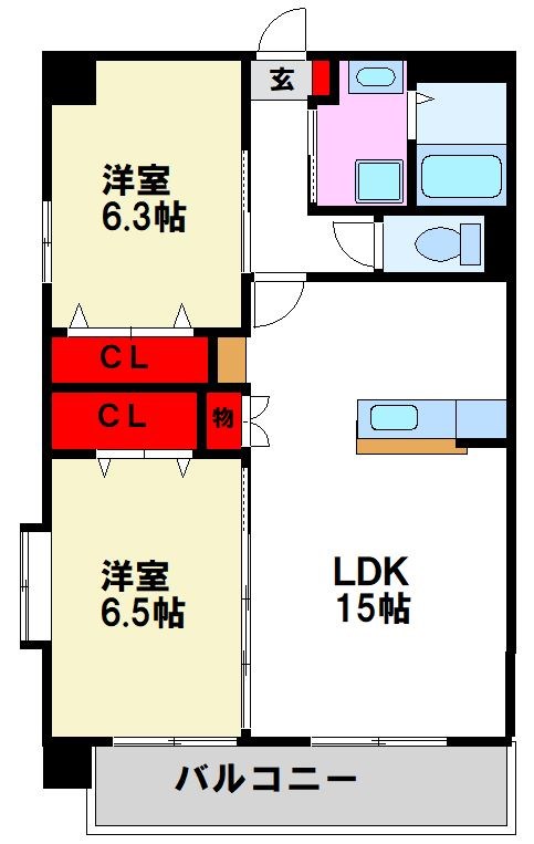 シャルマンパーク若江 間取り　筑紫野市・太宰府市の賃貸物件をお探しの方はトーマスリビングへ