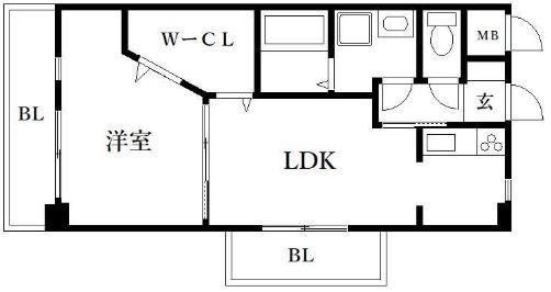 アミティエ博多駅南 間取り図です。（現況優先）。