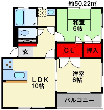 グランディール春日 間取図　※反転タイプ　現状優先