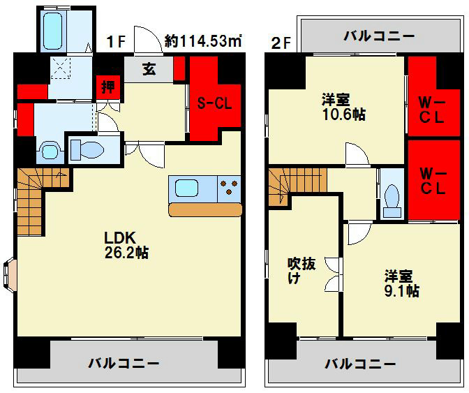 Bay Side Asano 広々112㎡。メゾネットタイプのお部屋です。