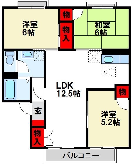 セジュール・レスポワール 間取図　福岡の賃貸物件はトーマスリビングまで