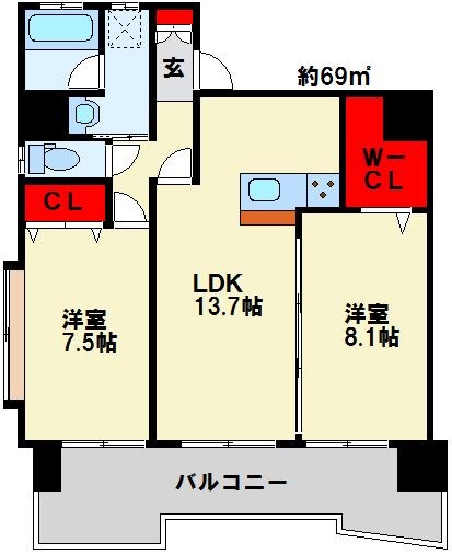 福岡県北九州市小倉北区竪町２丁目4-8 間取り