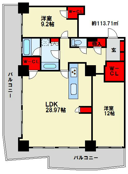KOKURA TOWER 2面バルコニー。花火鑑賞も出来るマンションです。