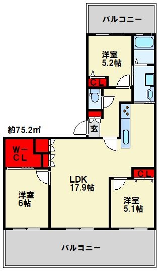 以和貴マンション金田 広々バルコニー