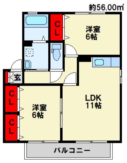 クレール塚の原 B棟 間取り