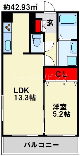 ノースステイツ西小倉 寝室が独立する1LDK。ウォークインクローゼットも魅力。