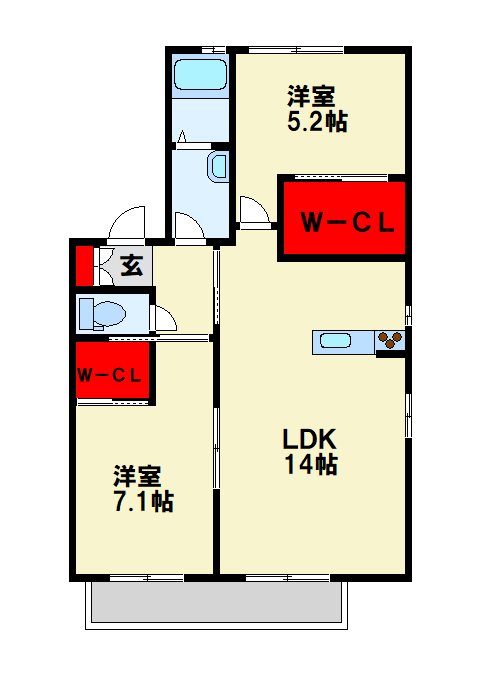 リバージュ石坪A 間取り