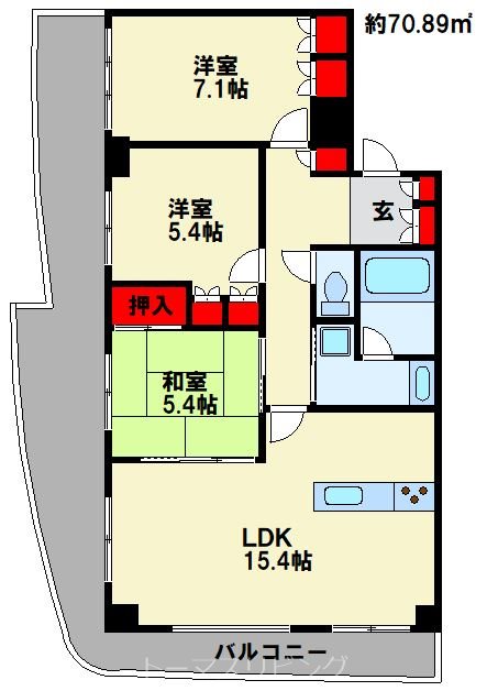 KOKURA TOWER 2面バルコニーからは小倉城やリバーウォークが見渡せます！