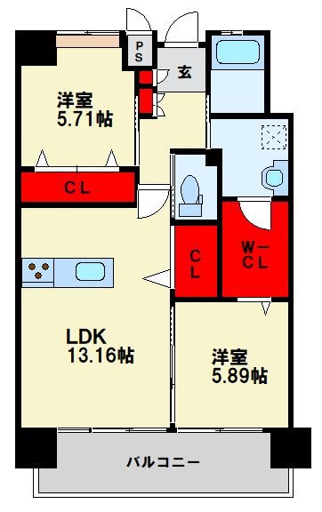 福岡県北九州市八幡東区荒生田３丁目 間取り