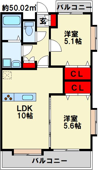 Ｊ－スクエア 収納豊富な2LDK