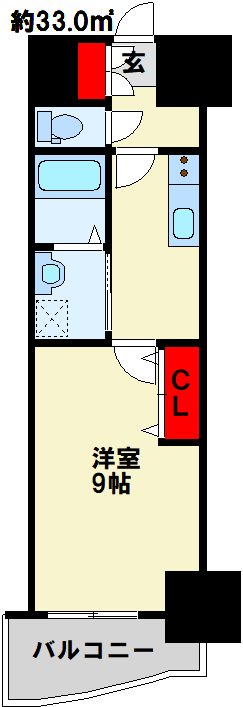 ロイヤルノースナイン 広めの単身物件です。クローゼット付きです。
