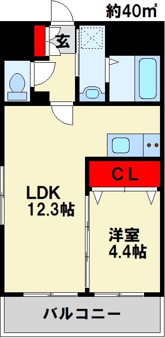 アヴァンセ片野グランデ 12帖の広々リビング。