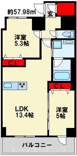 M the be KOKURA Entrada 間取り
