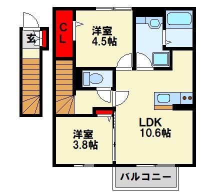 D-roomたかむら A棟 角部屋は側面に窓有。