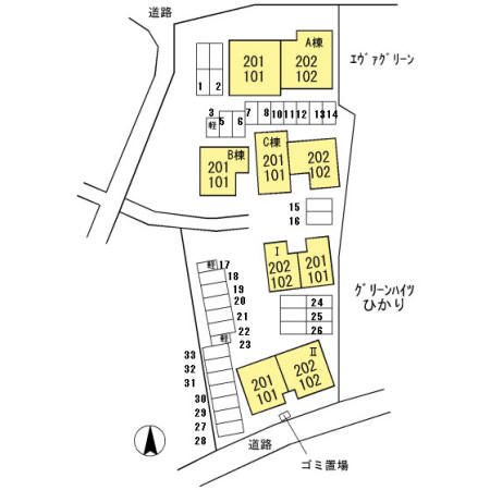 エヴァーグリーン紫の池　C棟 駐車場配置図