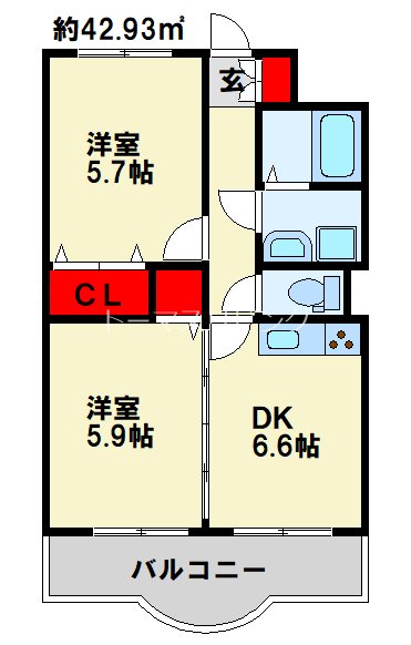 ニューシティアパートメンツ南小倉 Ⅰ 間取り図