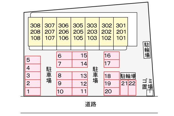 エス・テイト外園 駐車場配置図