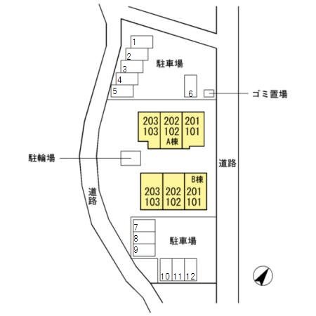 プレジデントタカヤ６　B棟 駐車場配置図