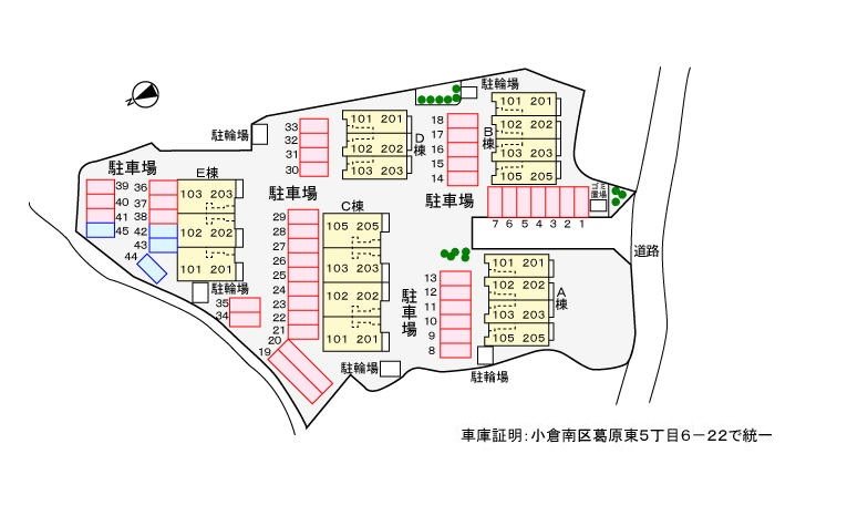 サンレミ葛原 A棟  駐車場配置図