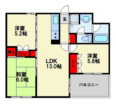アメニス桜山寺E棟 間取り
