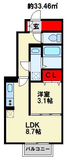 グランツ葛原 社会人様には必須の脱衣所のあるお部屋です。