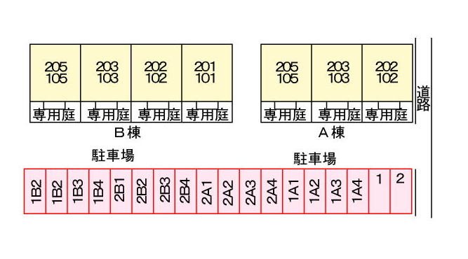 ファミールヒイラギB 駐車場配置図