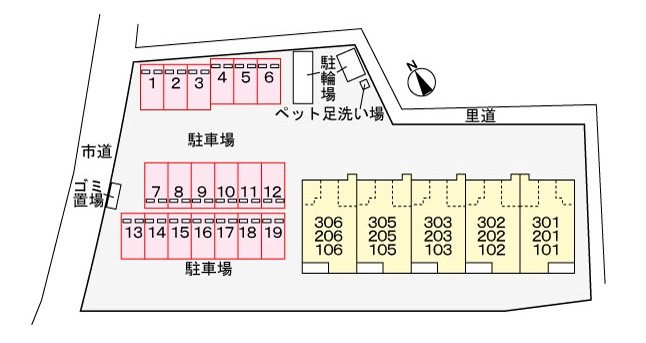 ピラーズ石田 駐車場配置図