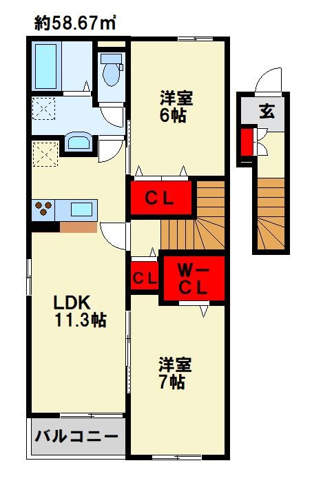 ベル　フォンテーヌ　B   間取り