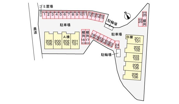 ベル　フォンテーヌ　B   駐車場配置図