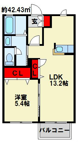 グランディール愛3  各部屋広めで使いやすい間取りです。