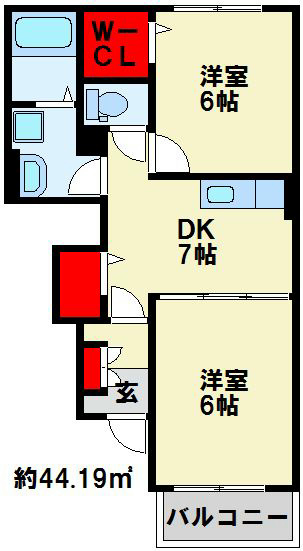 エール湯川　A棟 1LDKとしても使える人気の間取りです。