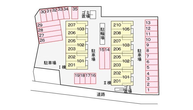 アヴァンツァートヴィレッジ　Ⅱ  駐車場配置図