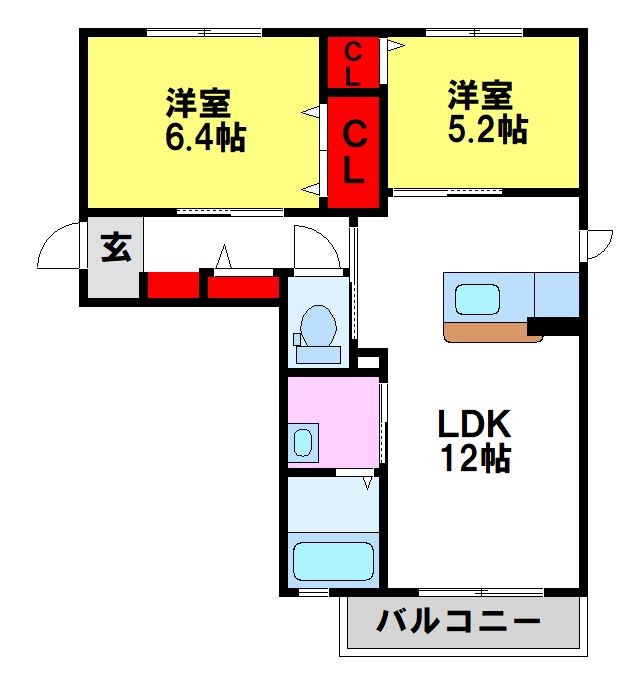 メゾン・ド・ラペ 間取　太宰府市・筑紫野市の賃貸物件はトーマスリビングまで