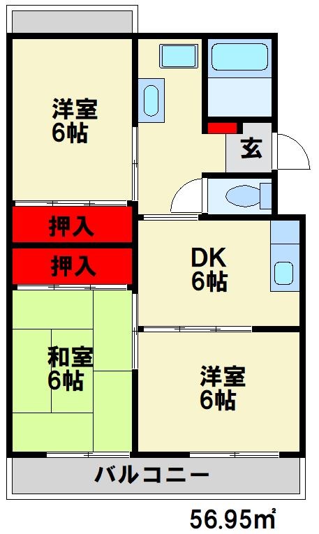 大西コーポラス 間取り　太宰府・筑紫野市の賃貸物件はトーマスリビングまで