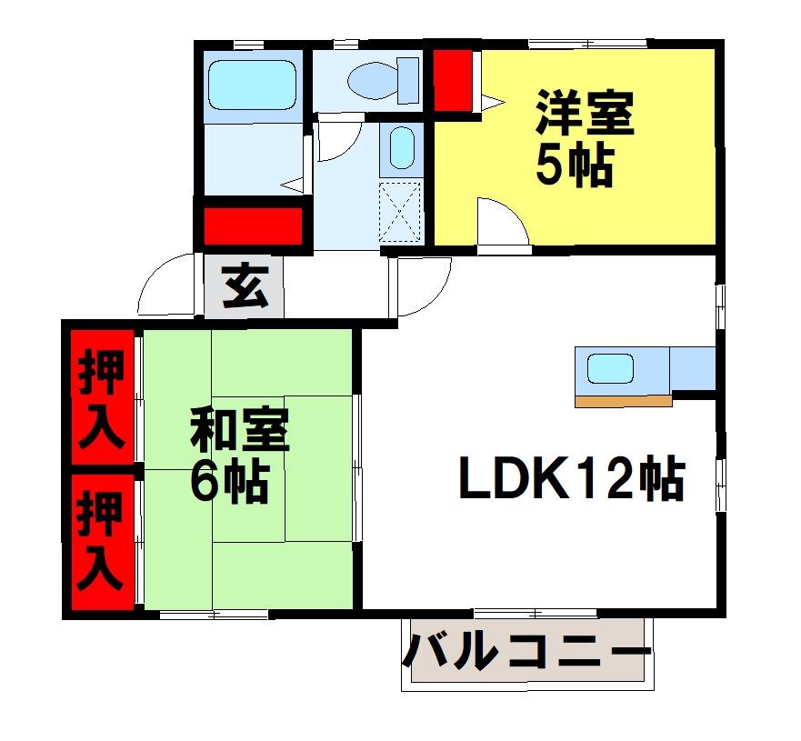 アベニュー栗木 間取り図　反転タイプ