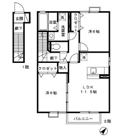 フォンティーヌ清水A棟 間取り