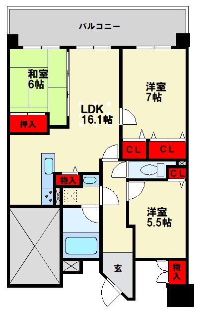サンリヤン大野城駅前Ⅳ番館 間取り　※現状優先