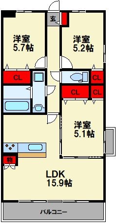 カーサ宮ノ前 Ⅴ 間取り
