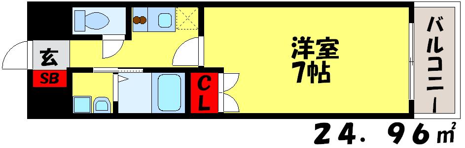 大三祇園ビル 独立洗面脱衣所付き１Ｋ。現状優先。