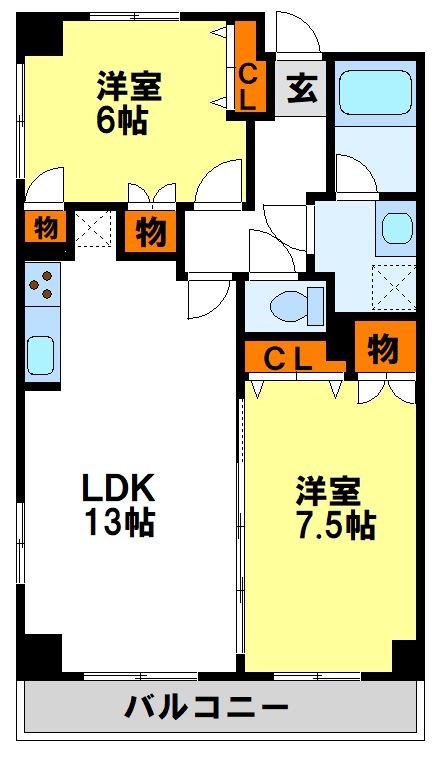 エミューズコートⅡ 南面バルコニーの角部屋で陽当たり良好
