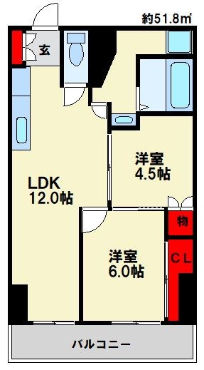 大産春日ビル 間取図　※反転タイプ　現状優先