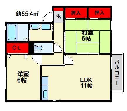 グリーンヴィラ若葉台B 間取図　※現状優先