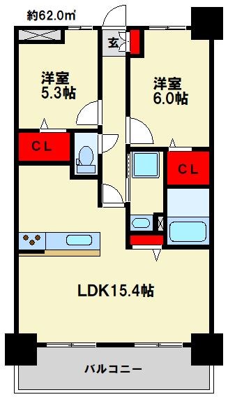 アンピールメゾン雑餉隈 間取り