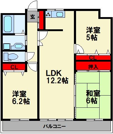 グリーンビュー立岩Ⅰ 間取り