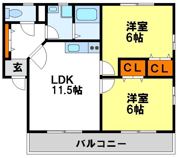 ハーモニーKハウスFukuyu二日市西 間取図　使いやすい人気の間取りです