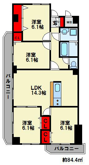 ロージュマン黄金町 広々ＬＤＫ１４帖は魅力的ですね。ファミリーさんにオススメです。