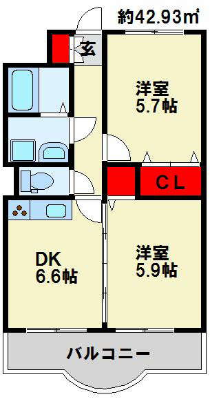 ニューシティアパートメンツ南小倉 Ⅰ 間取り図