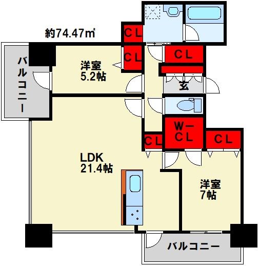 小倉D.C.TOWER  広々リビング21帖です。